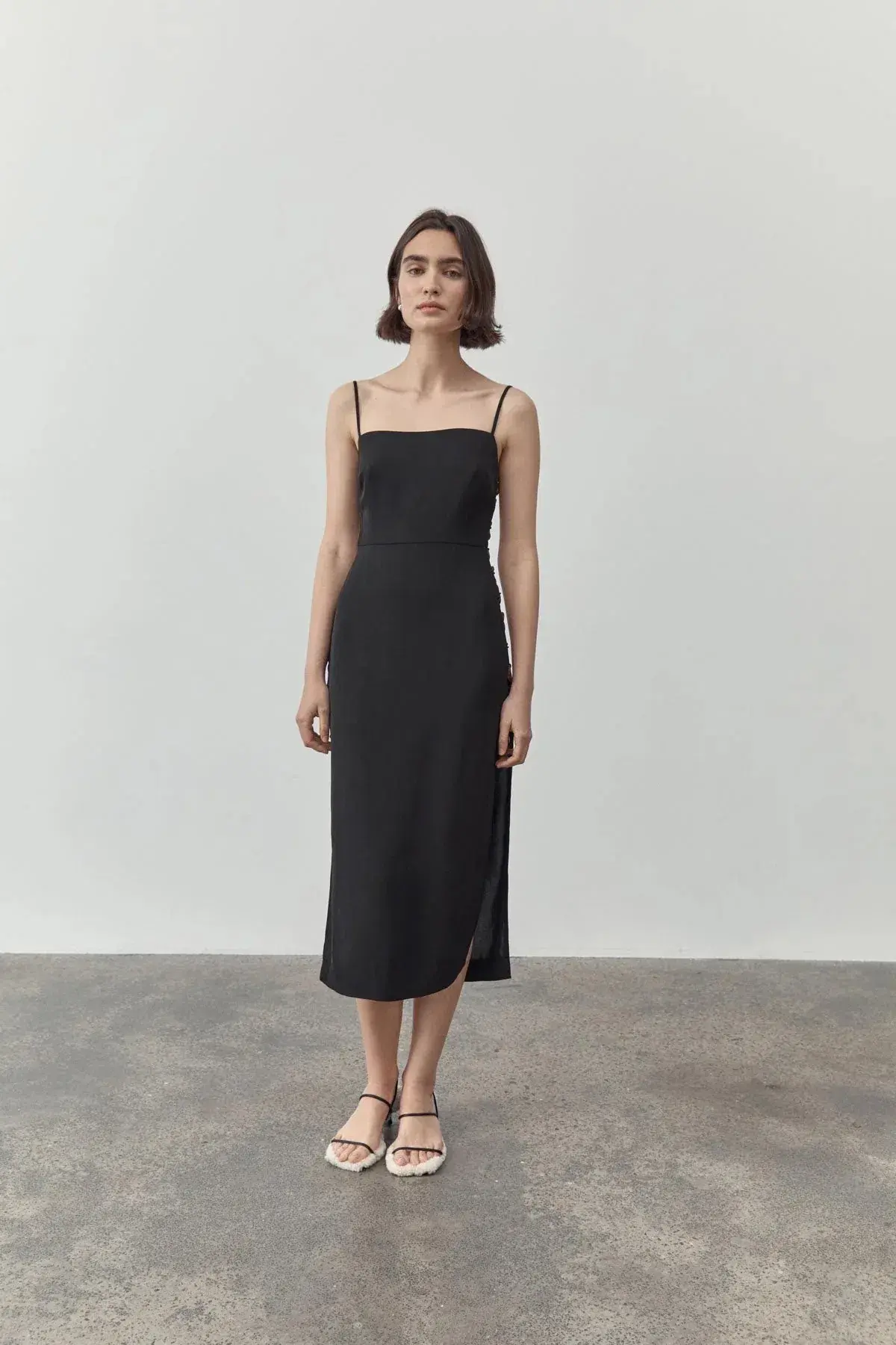 St. Agni Link Detail Midi Dress Black Size 6 - Image 1
