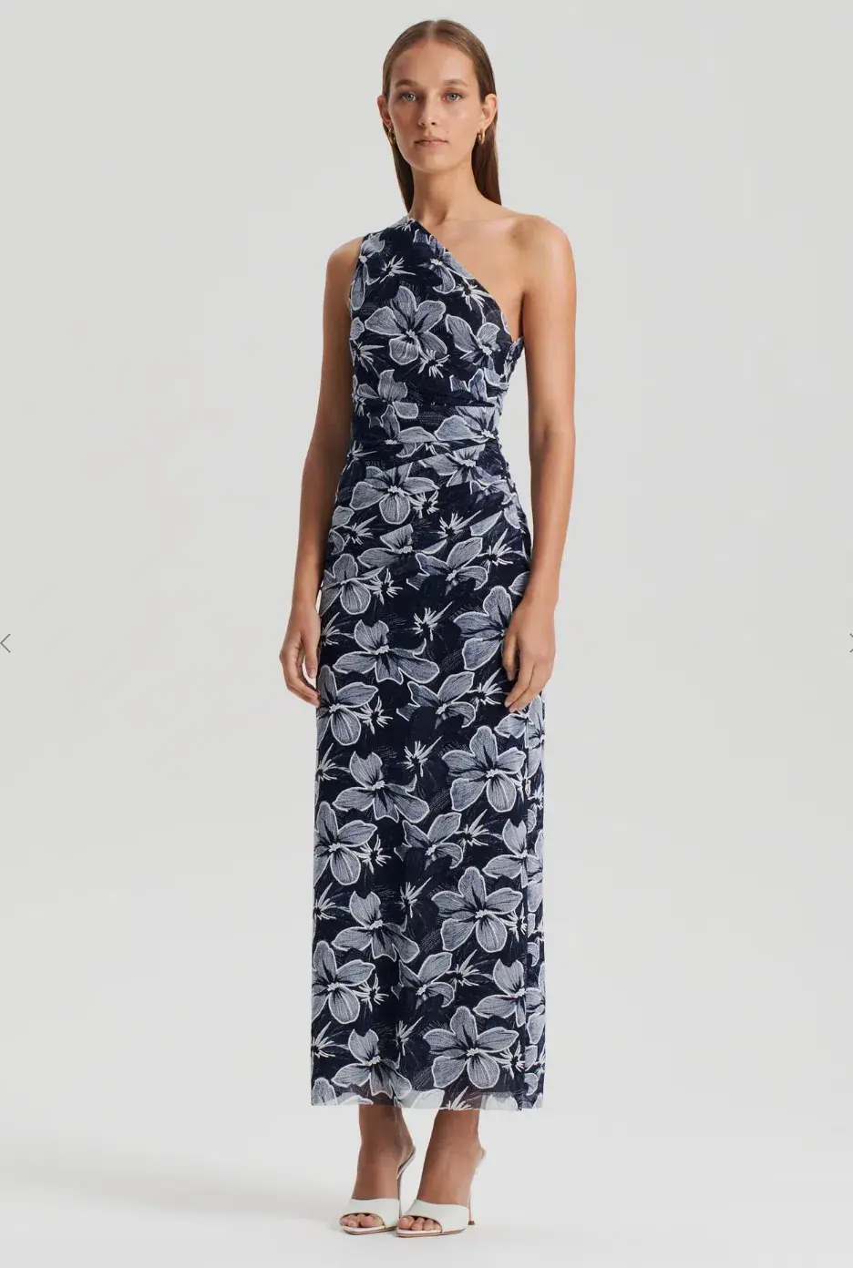 Scanlan Theodore Italian Floral Mesh Dress Navy Size 8 - Image 1
