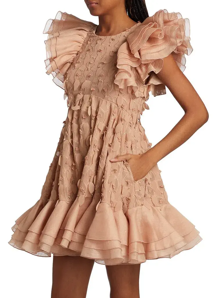 Zimmermann Dancer Frilled Mini Dress Blush Size 1 / 10 AU - Image 2