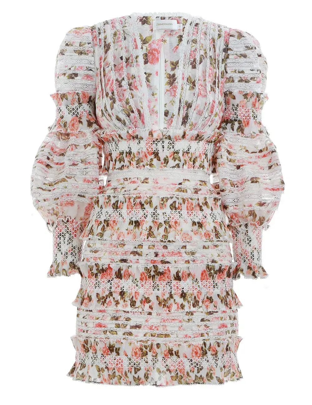 Zimmermann Radiate Smocked Mini Dress Peach Rose Floral Size 1 / 10 AU - Image 5