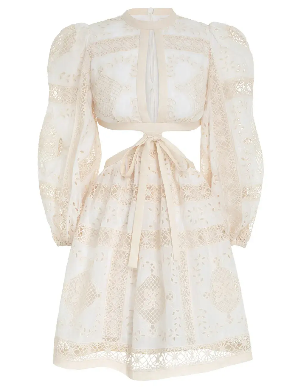 Zimmermann Aliane Embroidered Short Dress Ivory Size 0 / 8 AU for rent on The Volte - main image