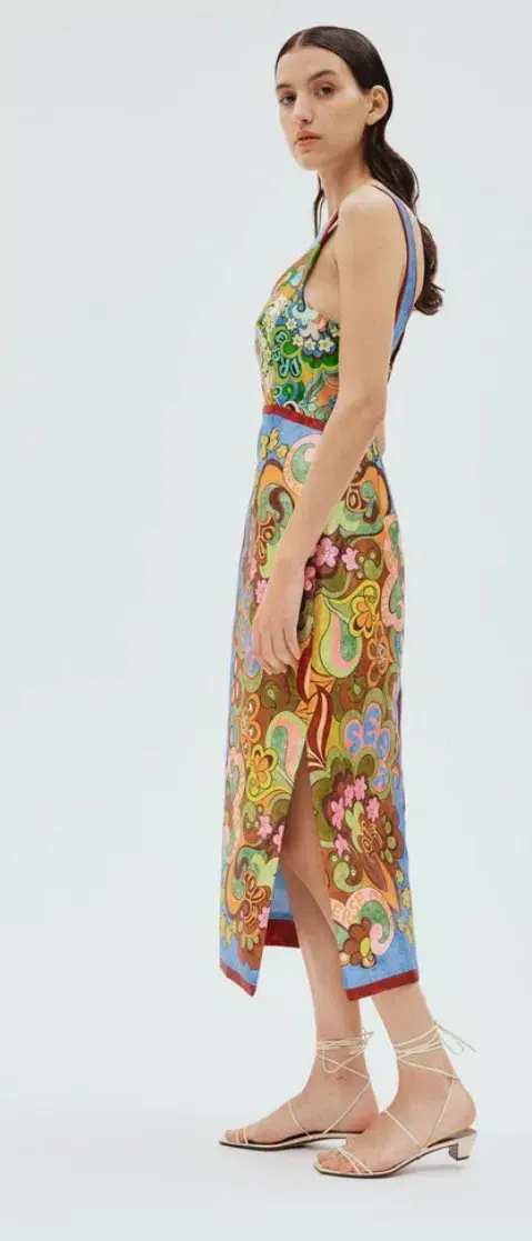 Alemais Dreamer Corset Midi Dress Floral Size 8 - Image 2