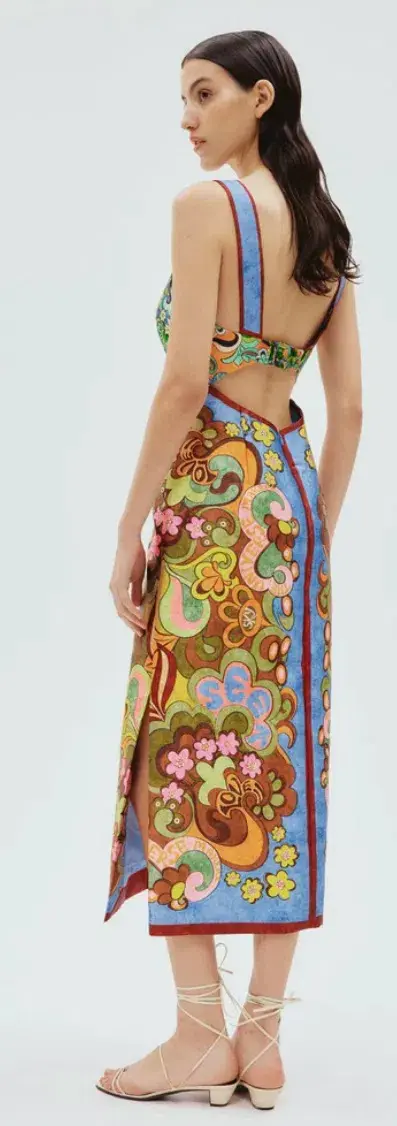 Alemais Dreamer Corset Midi Dress Floral Size 8 - Image 3