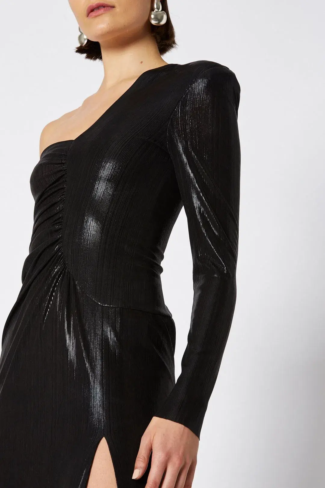Scanlan Theodore Lacquer Jersey Gown Black Size 8 - Image 1
