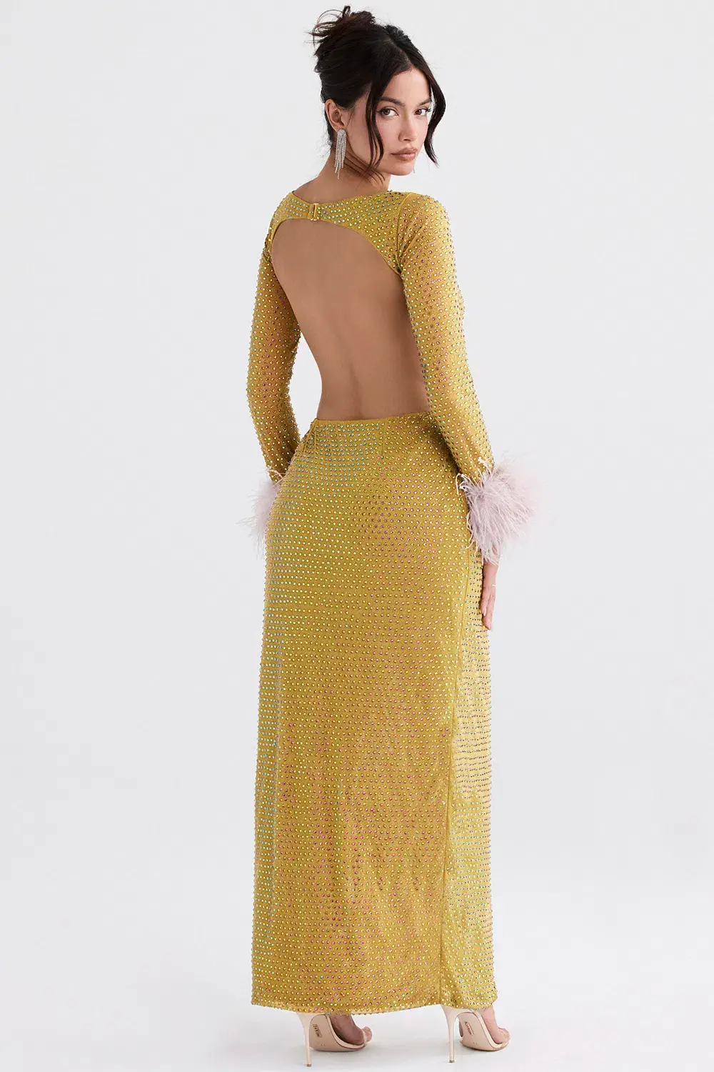 House of CB Gina Crystallised Maxi Dress Chartreuse Size S / AU 8 - Image 2