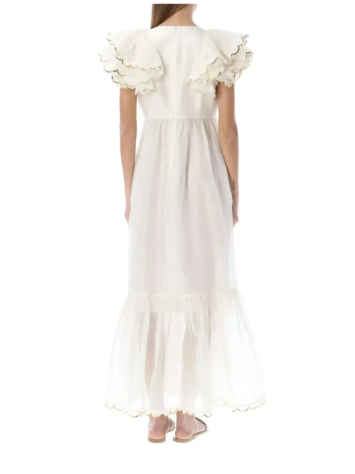 Zimmermann Dancer Scalloped Midi Dress Ivory Size 0 / AU 8  - Image 3