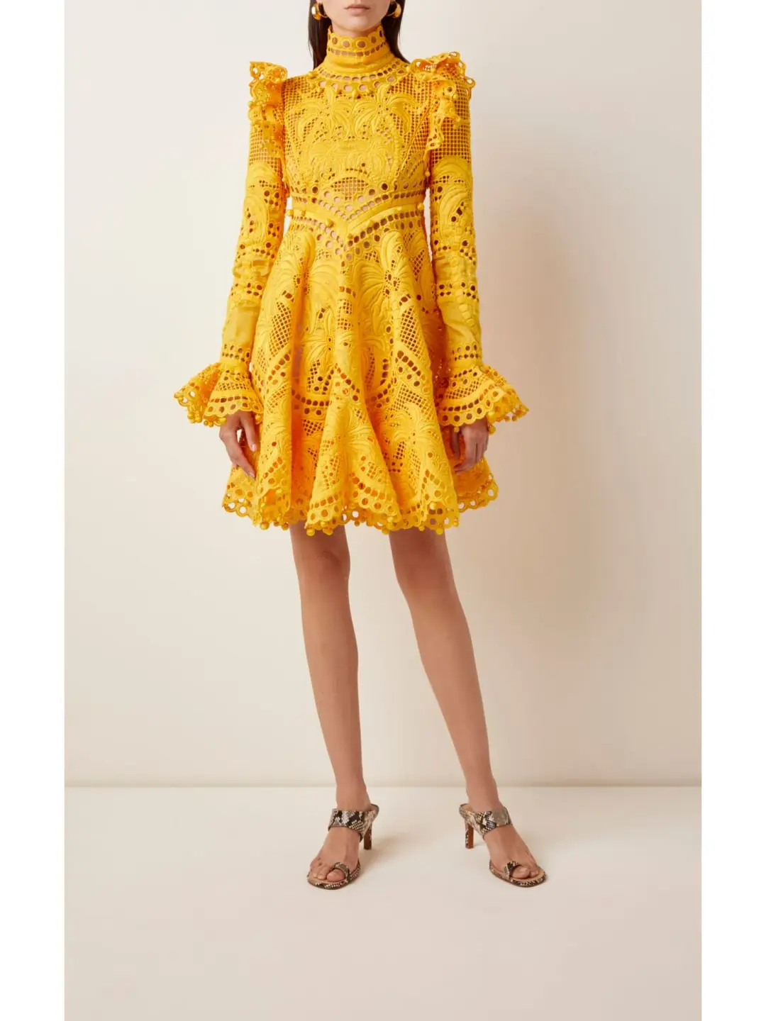 Zimmermann Brightside Palm Mini Dress Yellow Size 0 / AU 8  for rent on The Volte - main image