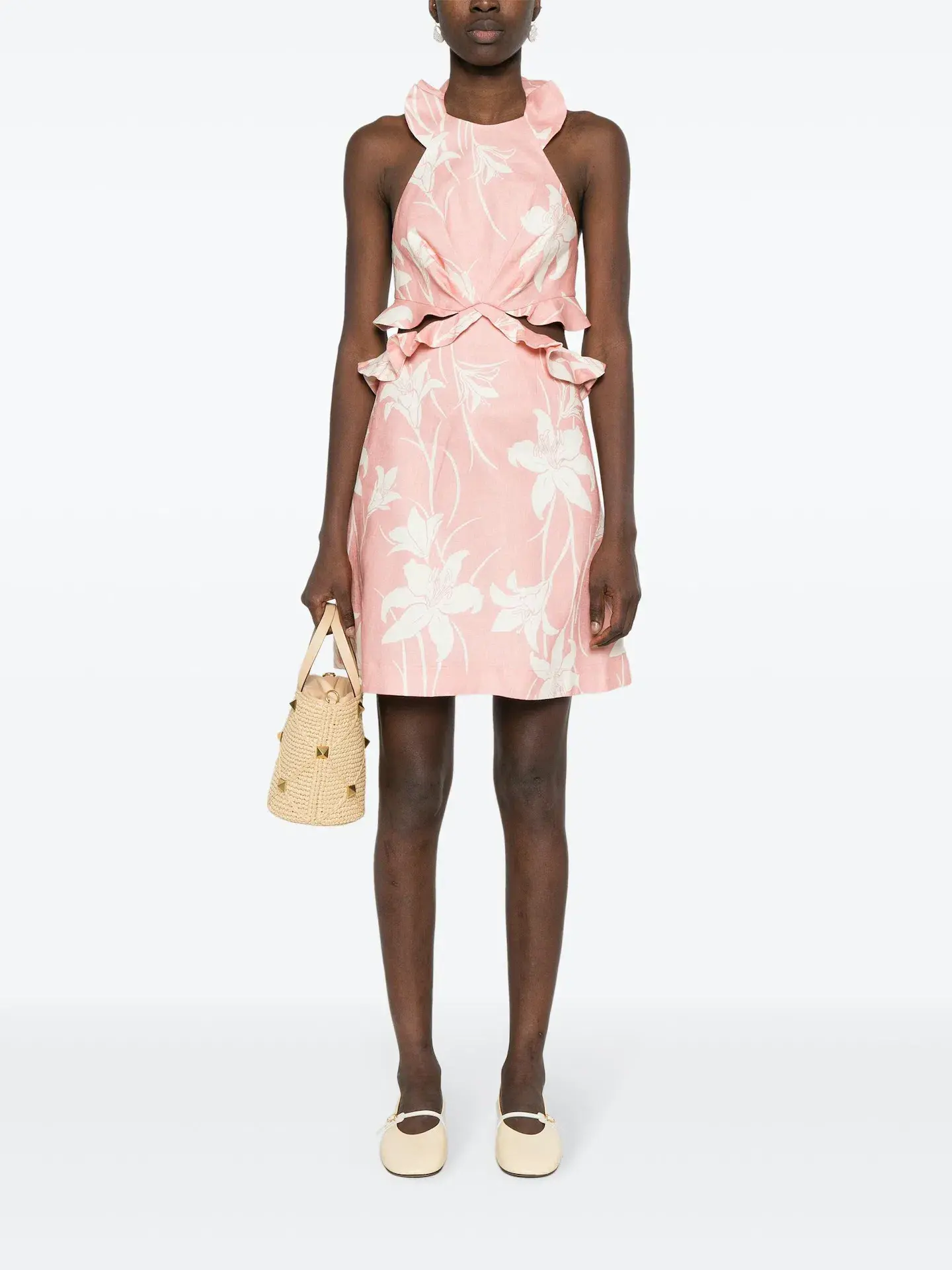 Zimmermann Acadian Tie Back Mini Dress Pink Ivory Floral Size 2 / AU 12 - Image 1