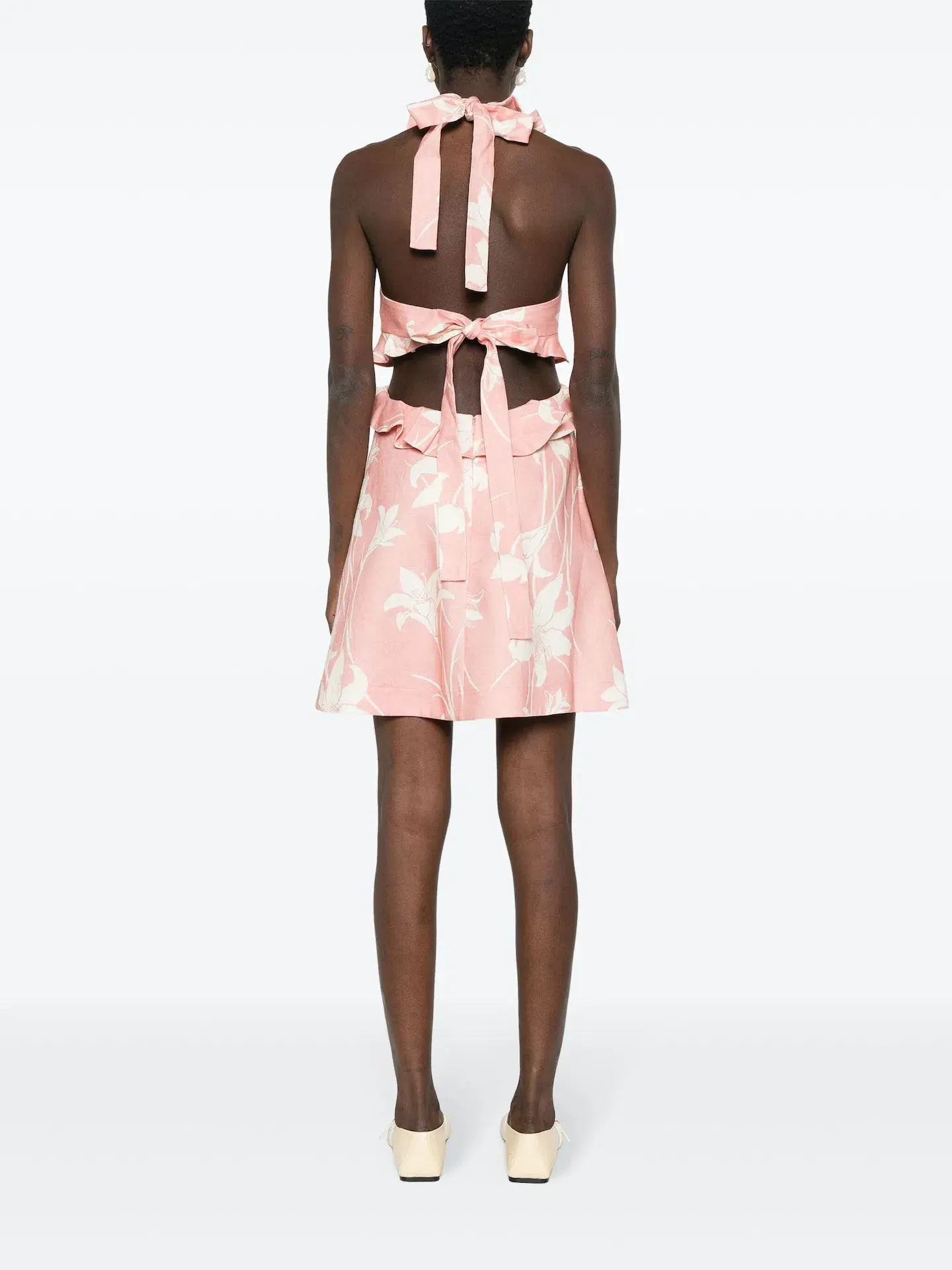 Zimmermann Acadian Tie Back Mini Dress Pink Ivory Floral Size 2 / AU 12 - Image 3