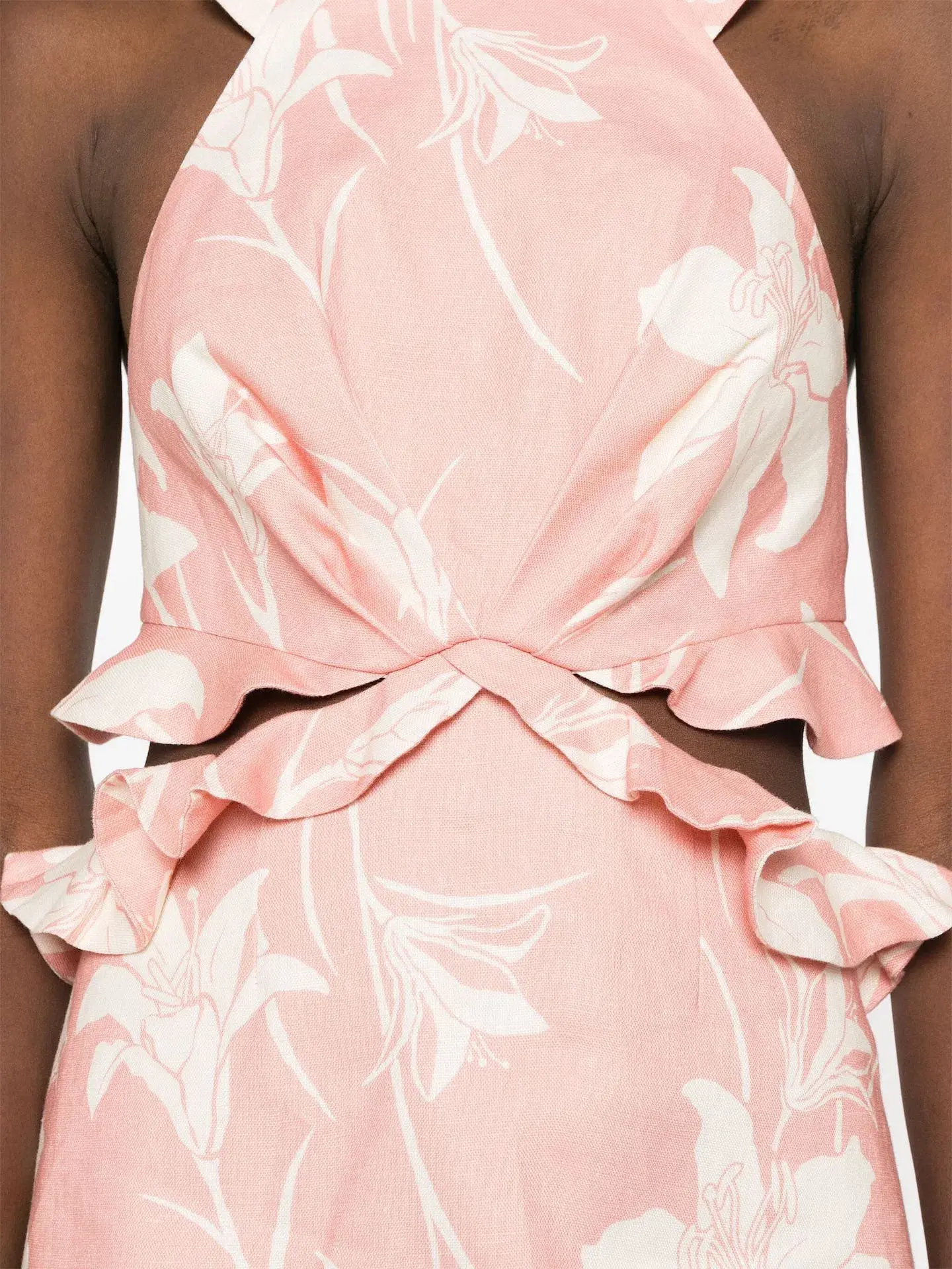 Zimmermann Acadian Tie Back Mini Dress Pink Ivory Floral Size 2 / AU 12 - Image 2
