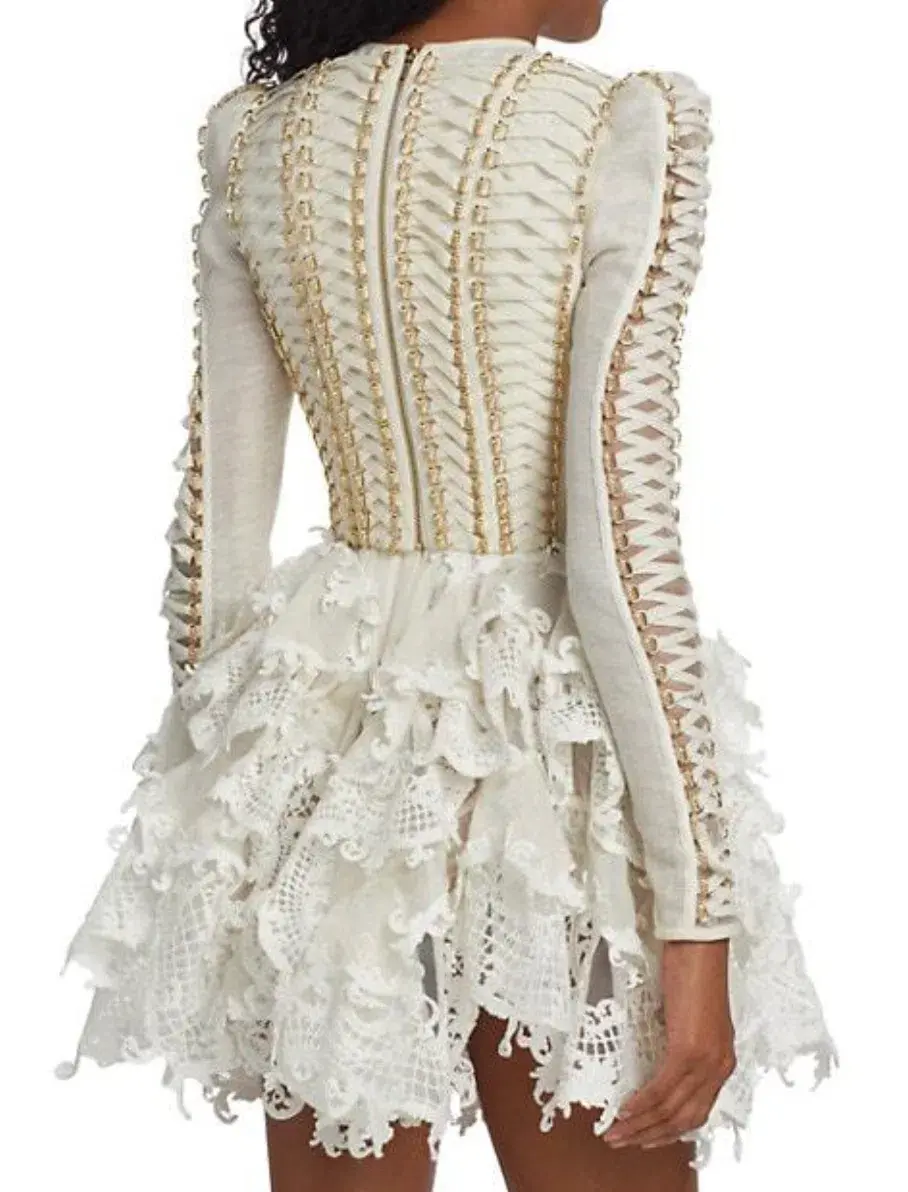 Zimmermann Coaster Corset Laced Dress Ivory Size 0 / AU 8  - Image 2