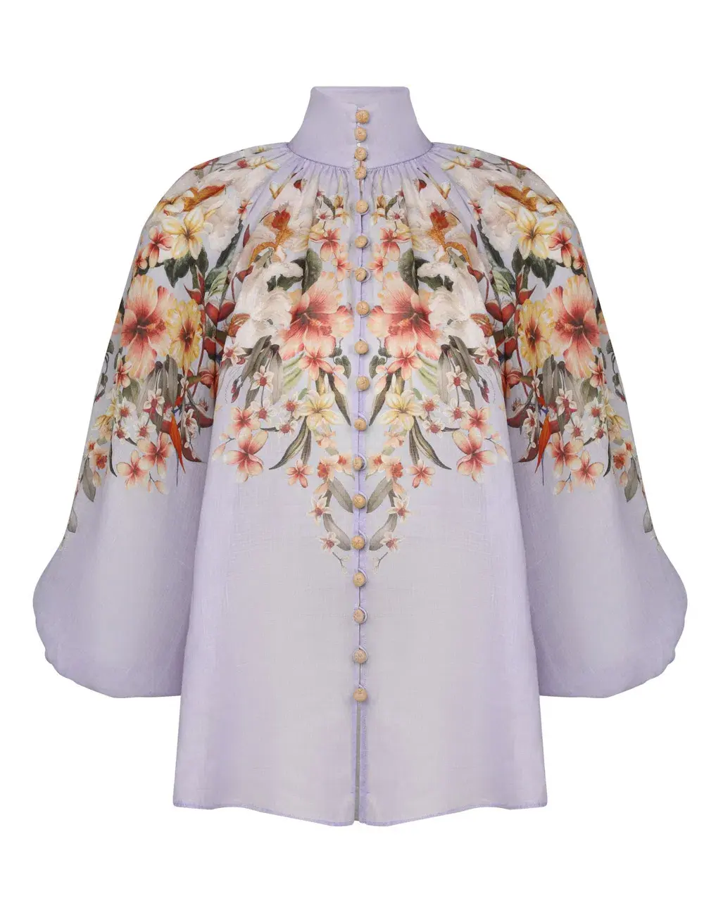 Zimmermann Lexi Billow Blouse & Tuck Short in Blue Palm Size 0 / AU 8 - Image 3