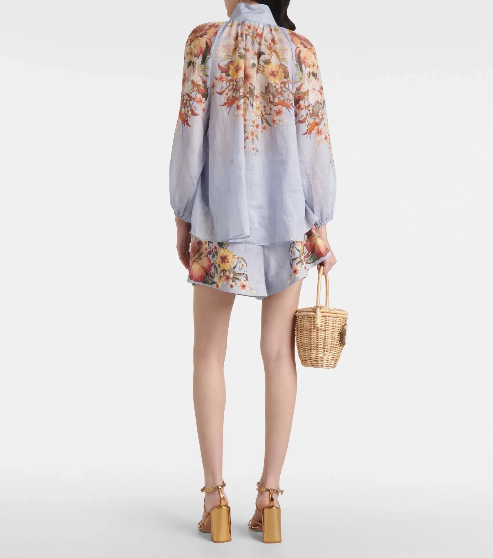 Zimmermann Lexi Billow Blouse & Tuck Short in Blue Palm Size 0 / AU 8 - Image 2