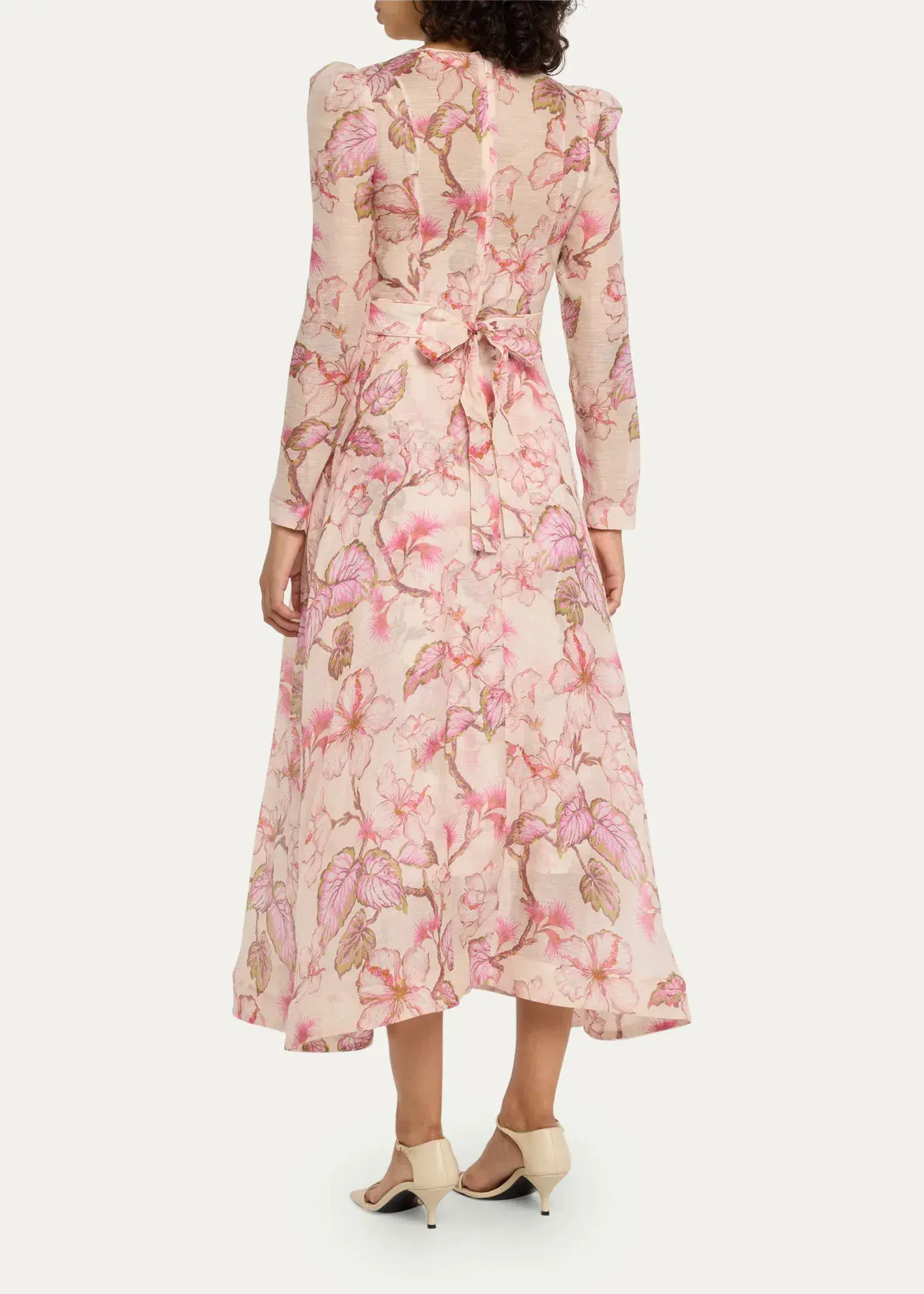 Zimmermann Matchmaker Floral Midi Dress Coral Hibiscus Size 3 / AU 14 - Image 2