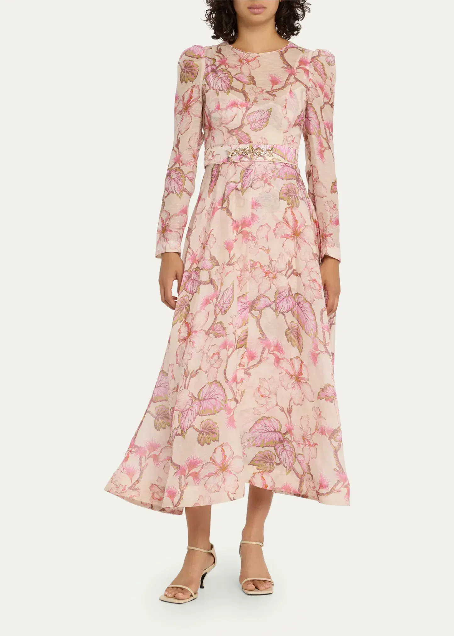 Zimmermann Matchmaker Floral Midi Dress Coral Hibiscus Size 3 / AU 14 - Image 1