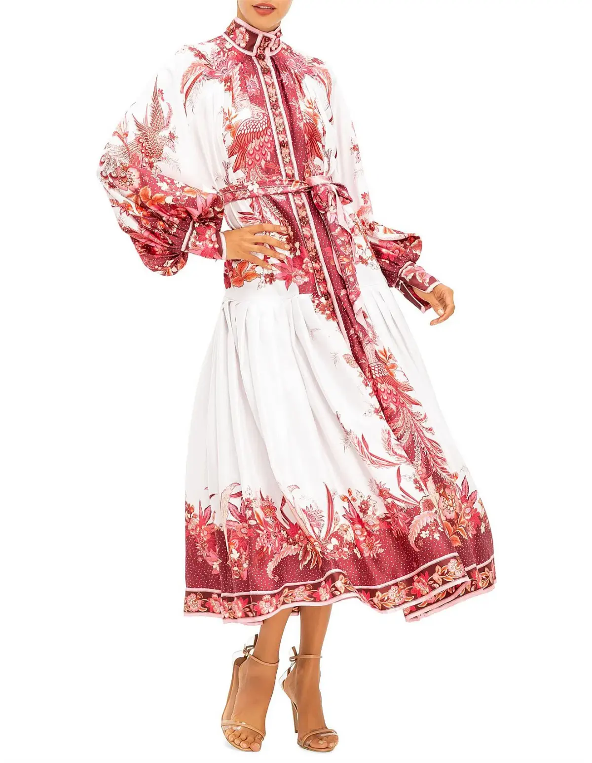 Zimmermann Wavelength Placement Midi Dress Pink Phoenix Size 1 / AU 10  - Image 1