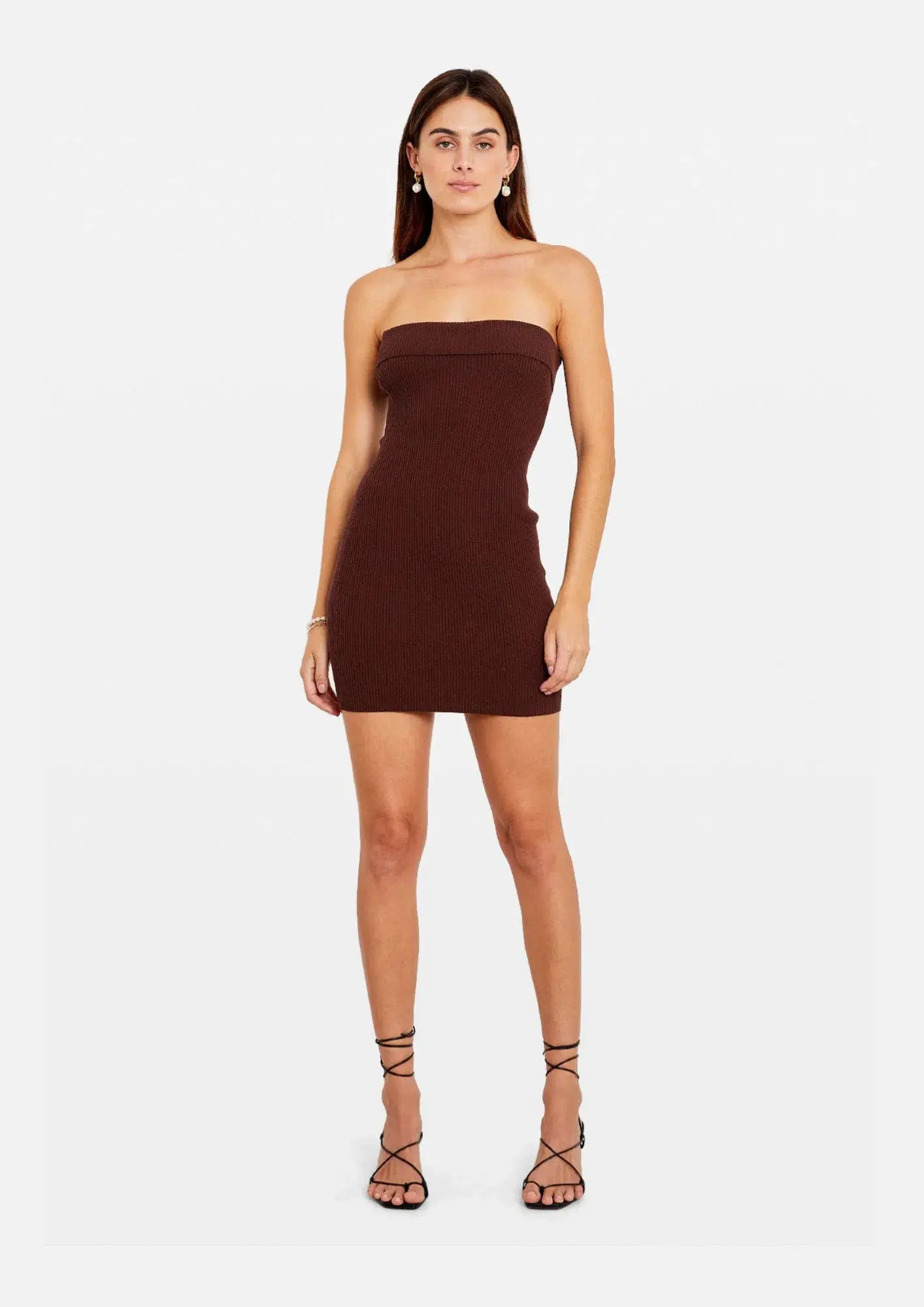 Tuchuzy Ribbed Tube Mini Dress Brown Size XS / AU 6 - Image 1