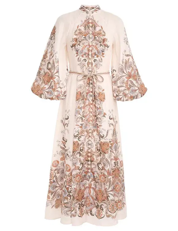 Zimmermann The Devi Billow Long Dress in Ivory Paisley Size OP/Au 6  - Image 2