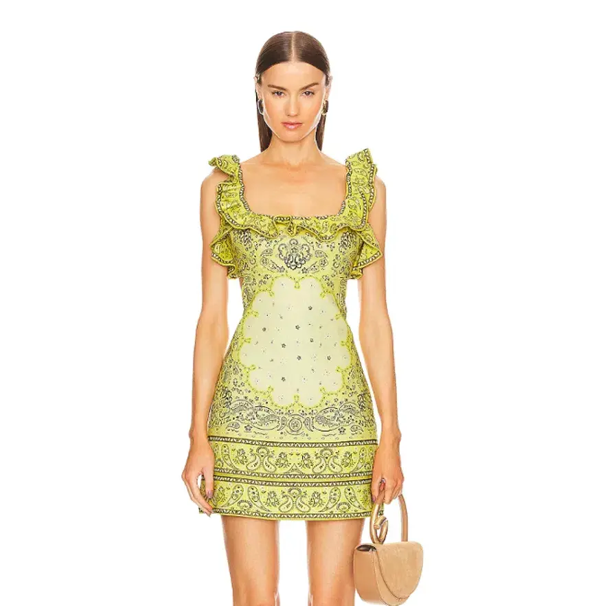 Zimmermann Matchmaker Frilled Mini Dress Yellow Bandana Size 0P / AU 6 - Image 1