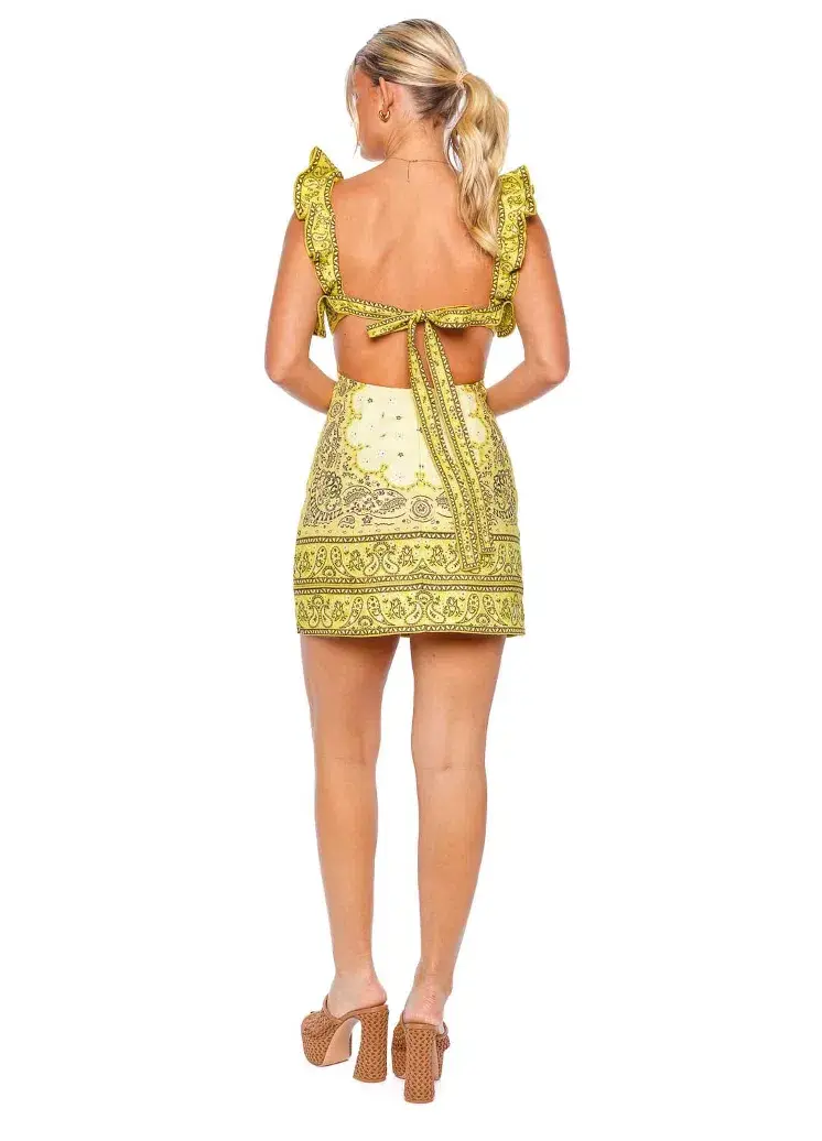 Zimmermann Matchmaker Frilled Mini Dress Yellow Bandana Size 0P / AU 6 - Image 5