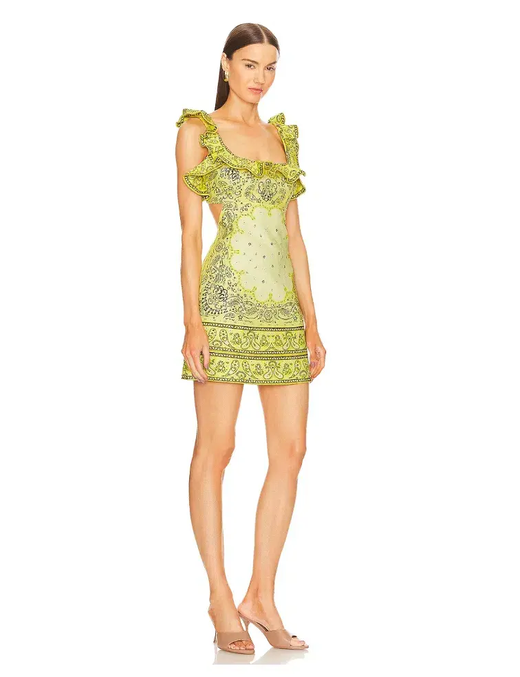 Zimmermann Matchmaker Frilled Mini Dress Yellow Bandana Size 0P / AU 6 - Image 3