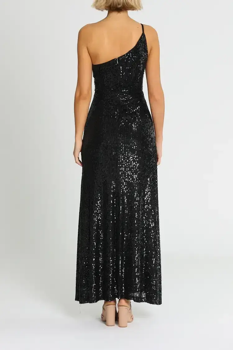 Montique Elle Sequin Gown in Black Size 12 for rent on The Volte - main image
