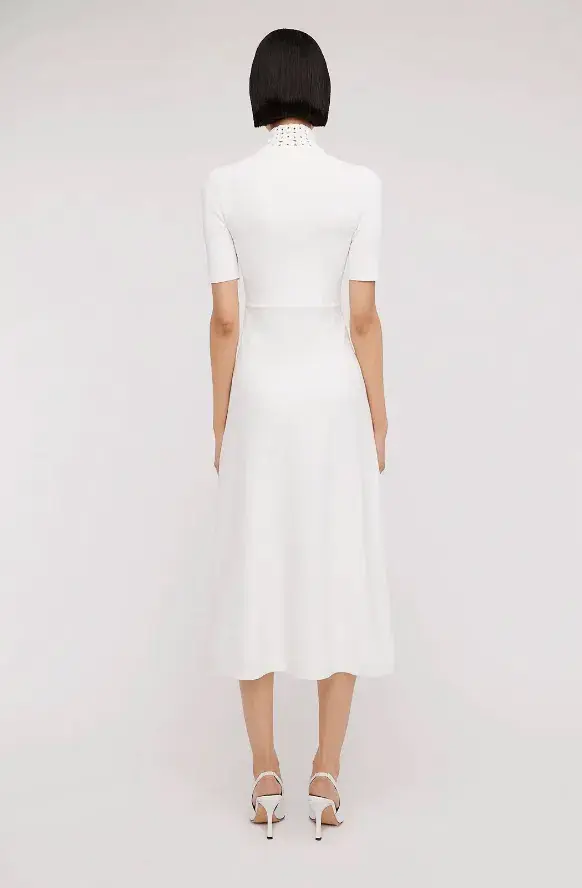 Scanlan Theodore Crepe Knit Daisy Soft Dress in Ivory/Cream Size S / AU 8 - Image 3