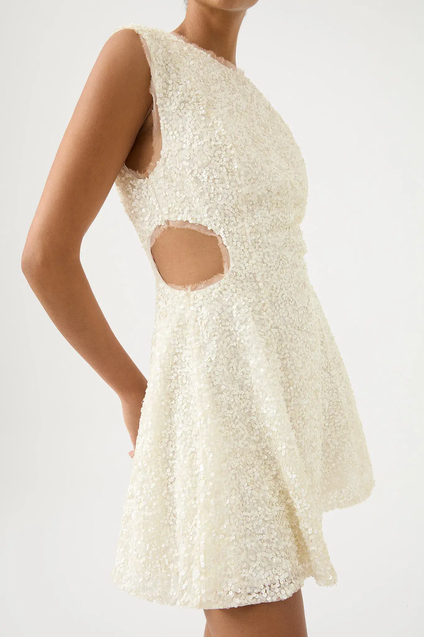 Aje Mirage Beaded Mini Dress Ivory Size 8 - Image 2