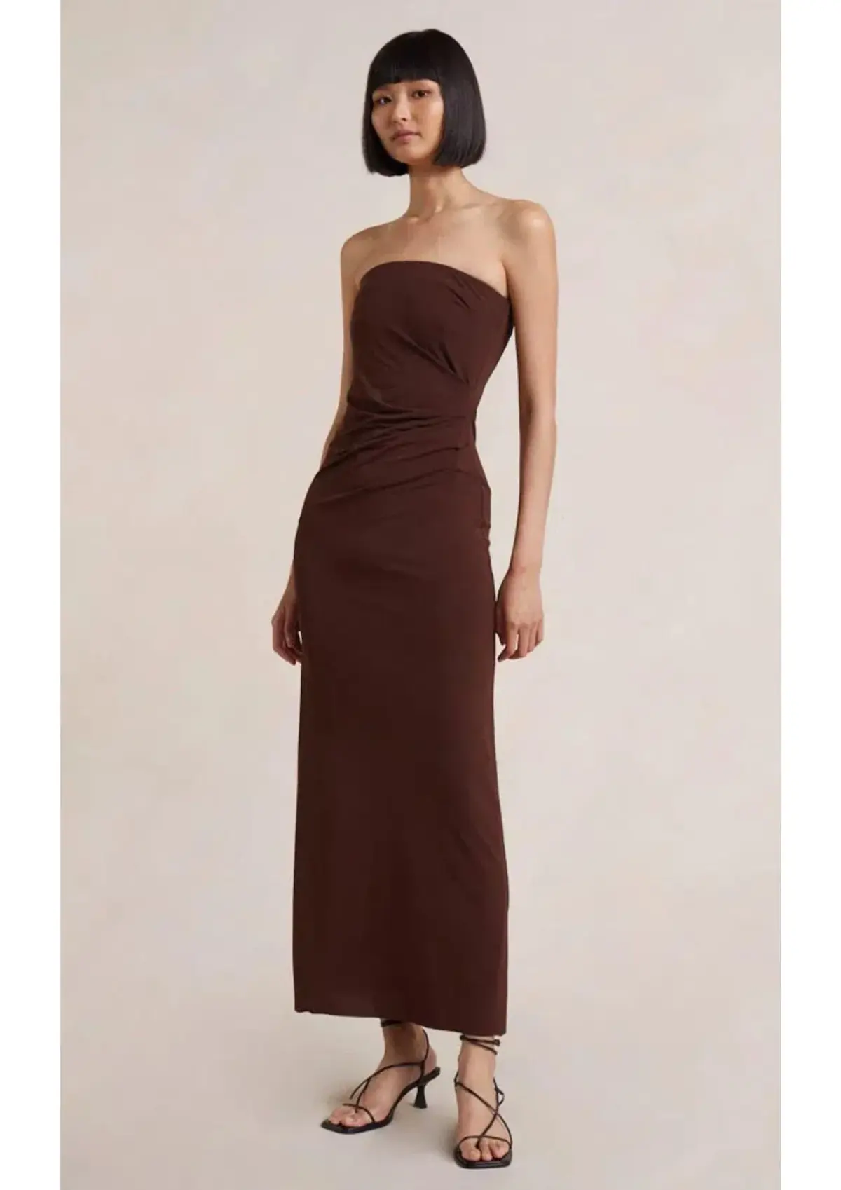 Bec & Bridge Myla Strapless Midi Dress in Chocolate Brown Size 8 - Image 2
