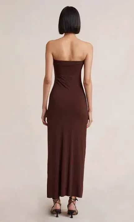 Bec & Bridge Myla Strapless Midi Dress in Chocolate Brown Size 8 for rent on The Volte - main image