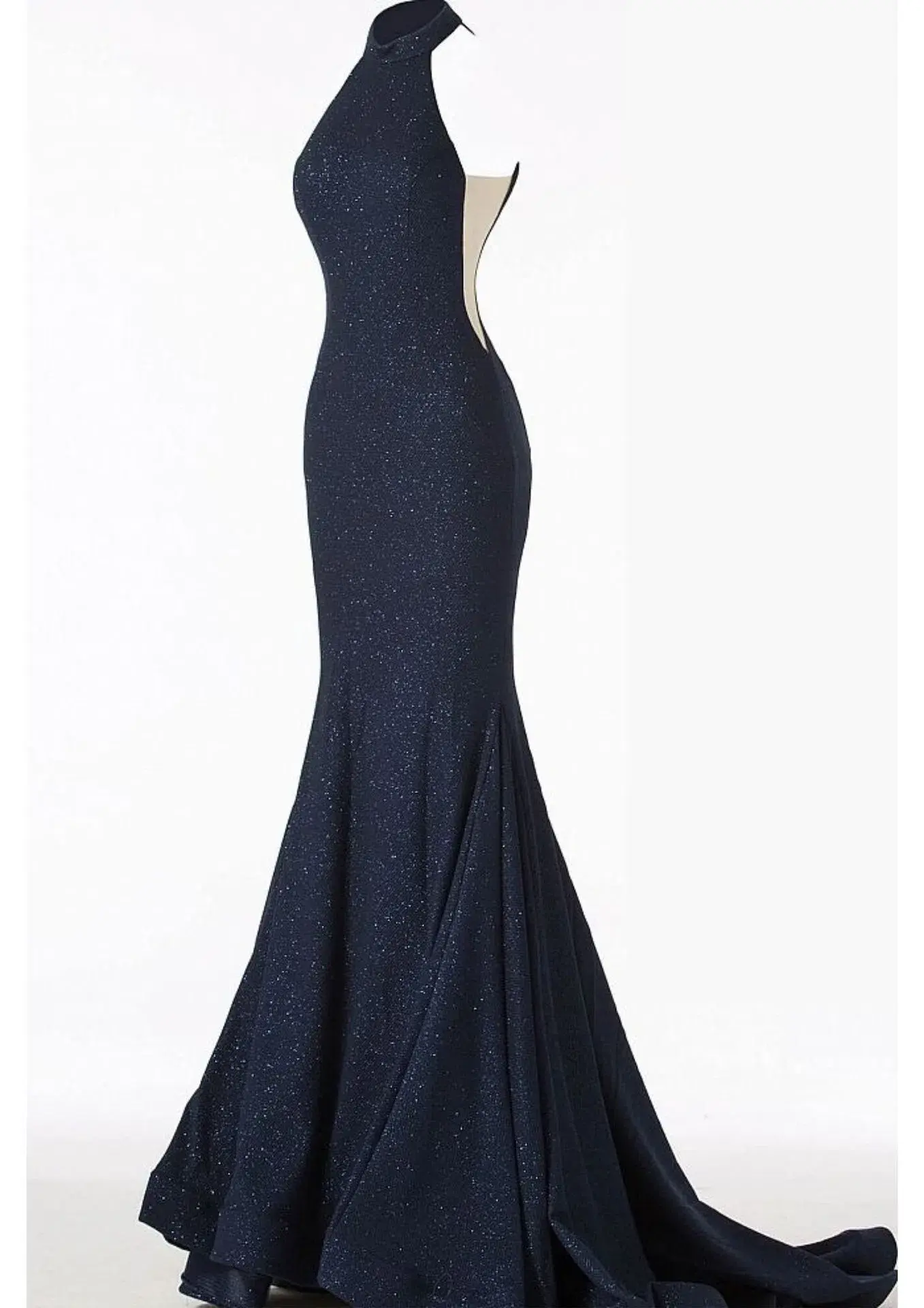 Jovani 55185 High Neck Formal Dress in Navy Size S / AU 8 - Image 3