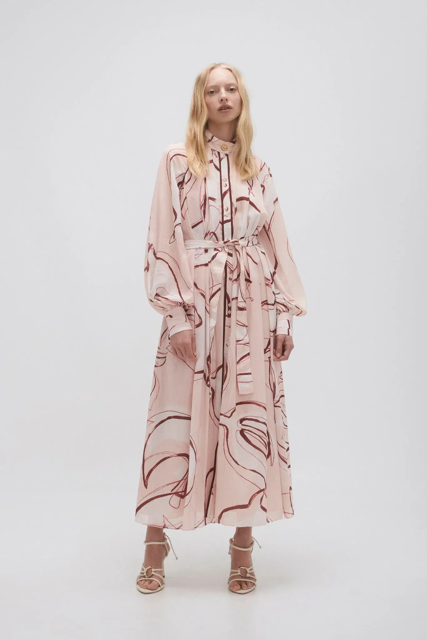 Aje Beatrice Pleated Midi Dress in Whimsical Dove Print Size S / AU 8 - Image 1