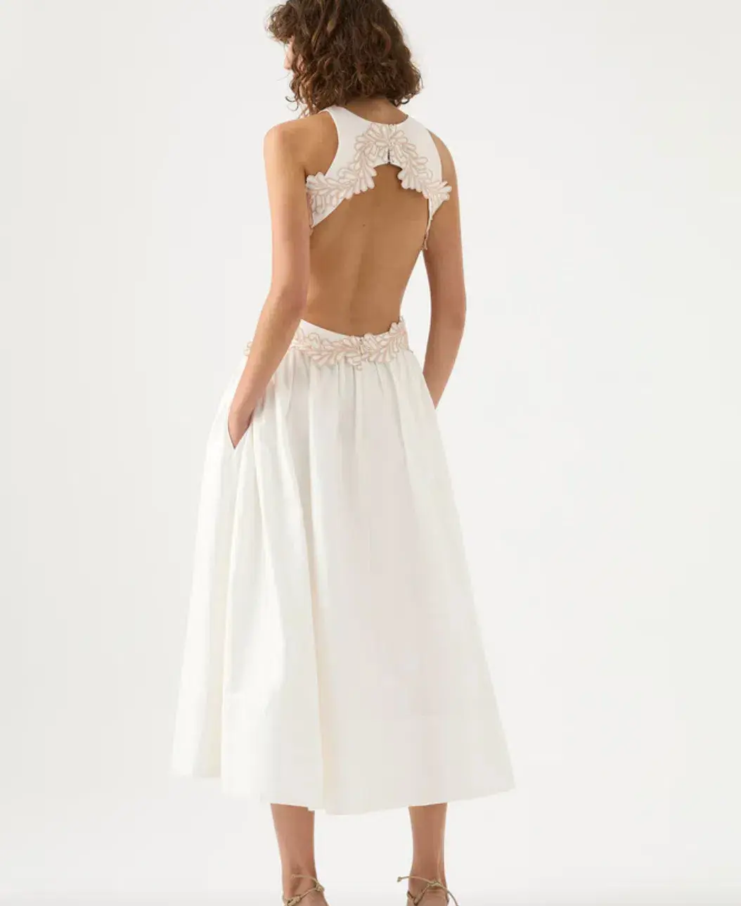 Aje Botanical Trim Midi Dress Ivory Size 8 - Image 4