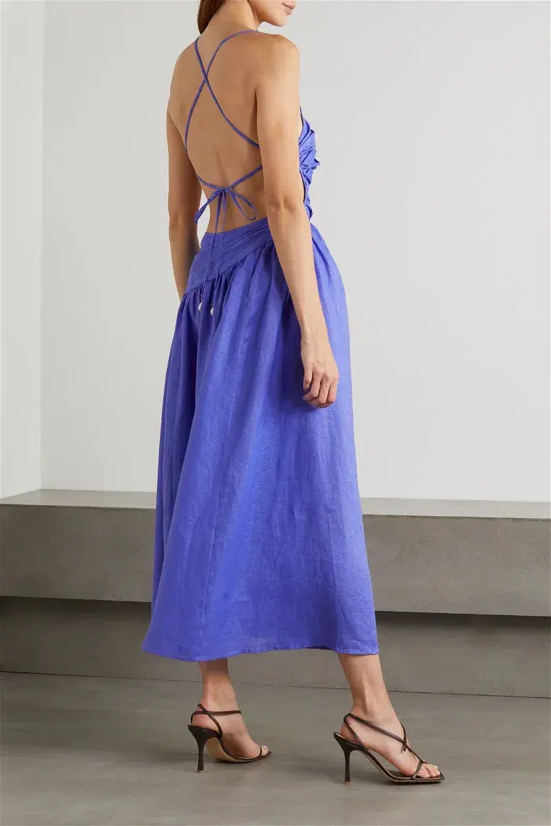 Zimmermann Tropicana Midi Dress Electric Blue Size 10 - Image 2