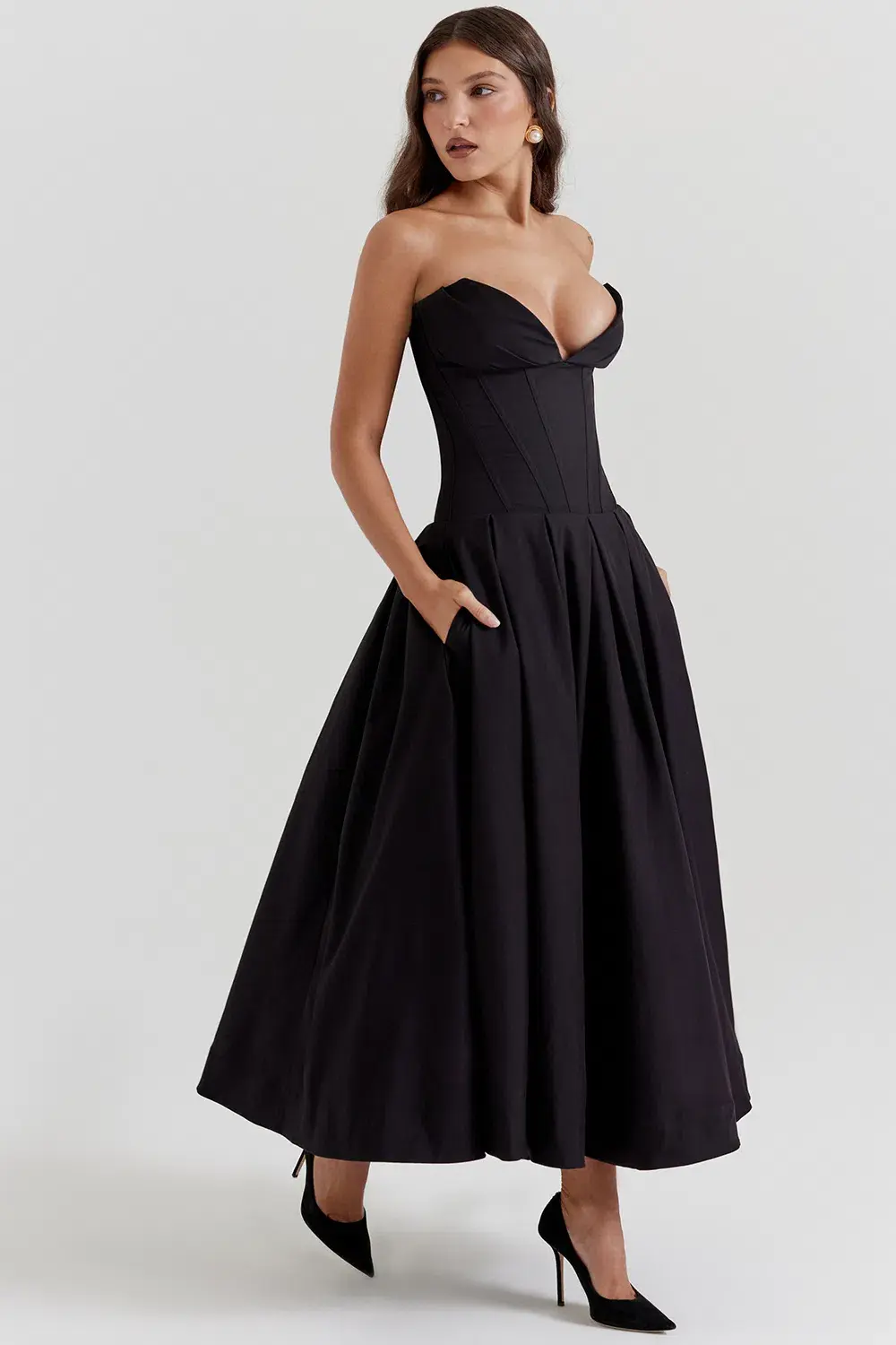 House Of CB Lady Strapless Midi Dress Black Size M / AU 10 - Image 2