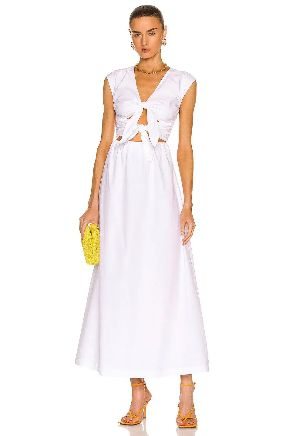 Sir The Label Anja Tie Midi Dress Chalk White Size 3 / 12 AU - Image 4