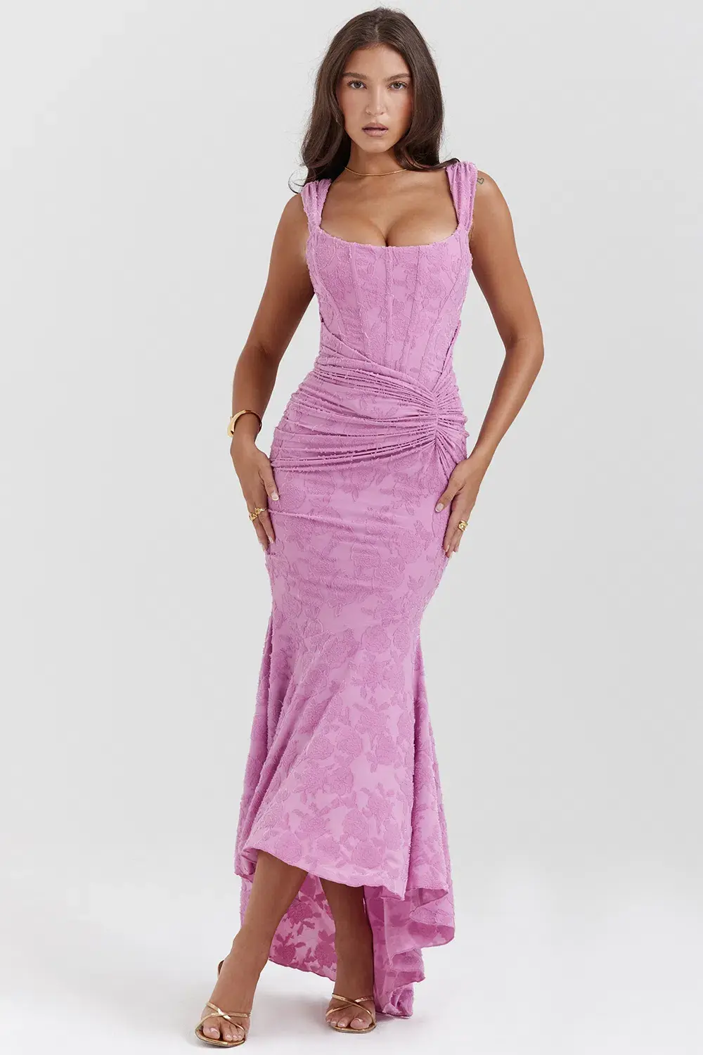 House Of CB Cesca Floral Maxi Dress Rose Pink Size S / AU 8 - Image 7