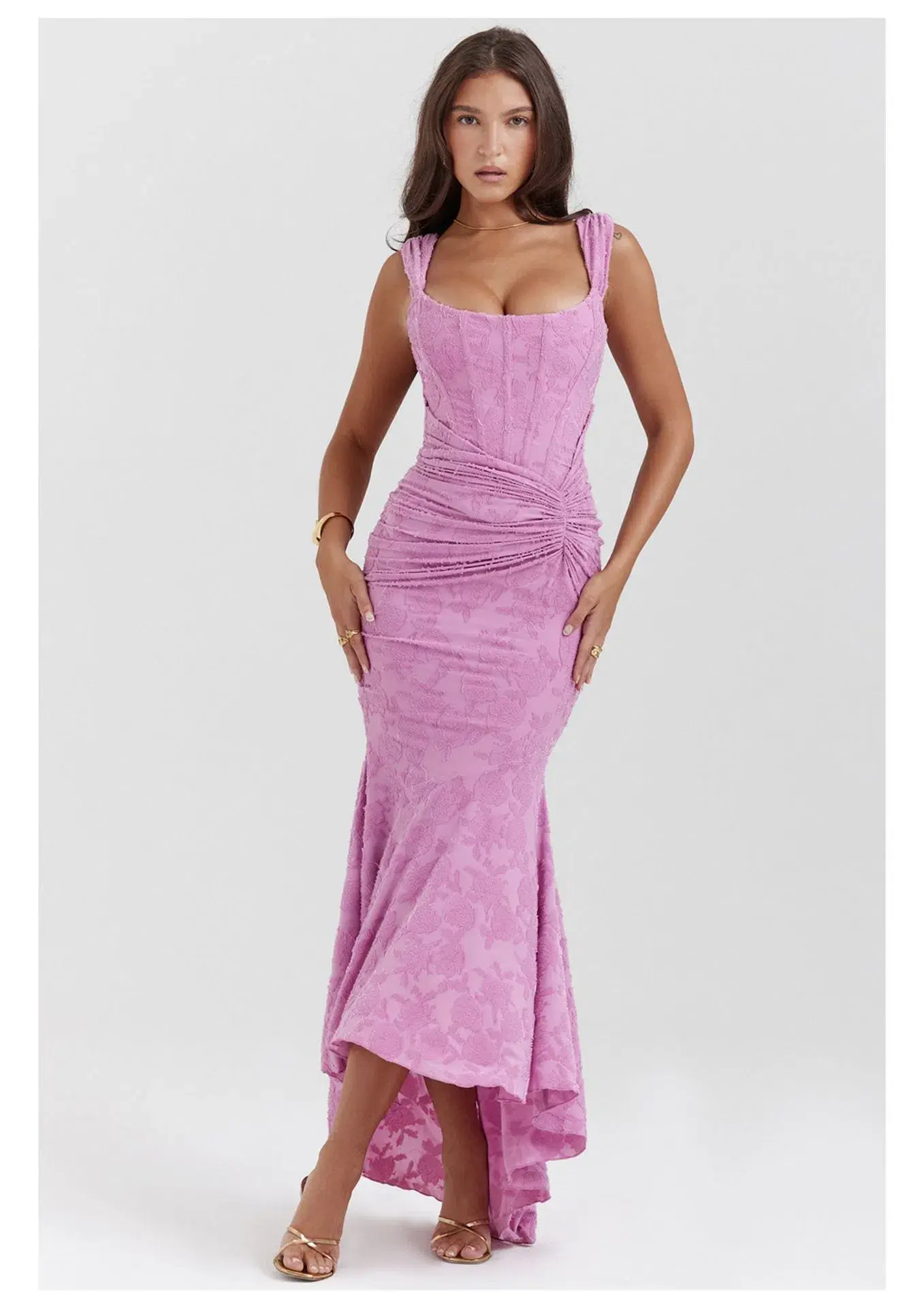 House Of CB Cesca Floral Maxi Dress Rose Pink Size S / AU 8 - Image 1