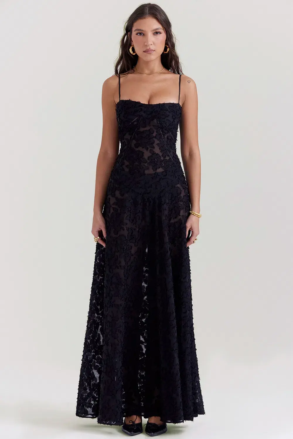 House Of CB Seren Lace Back Maxi Dress Black Floral Size S / AU 8 - Image 8