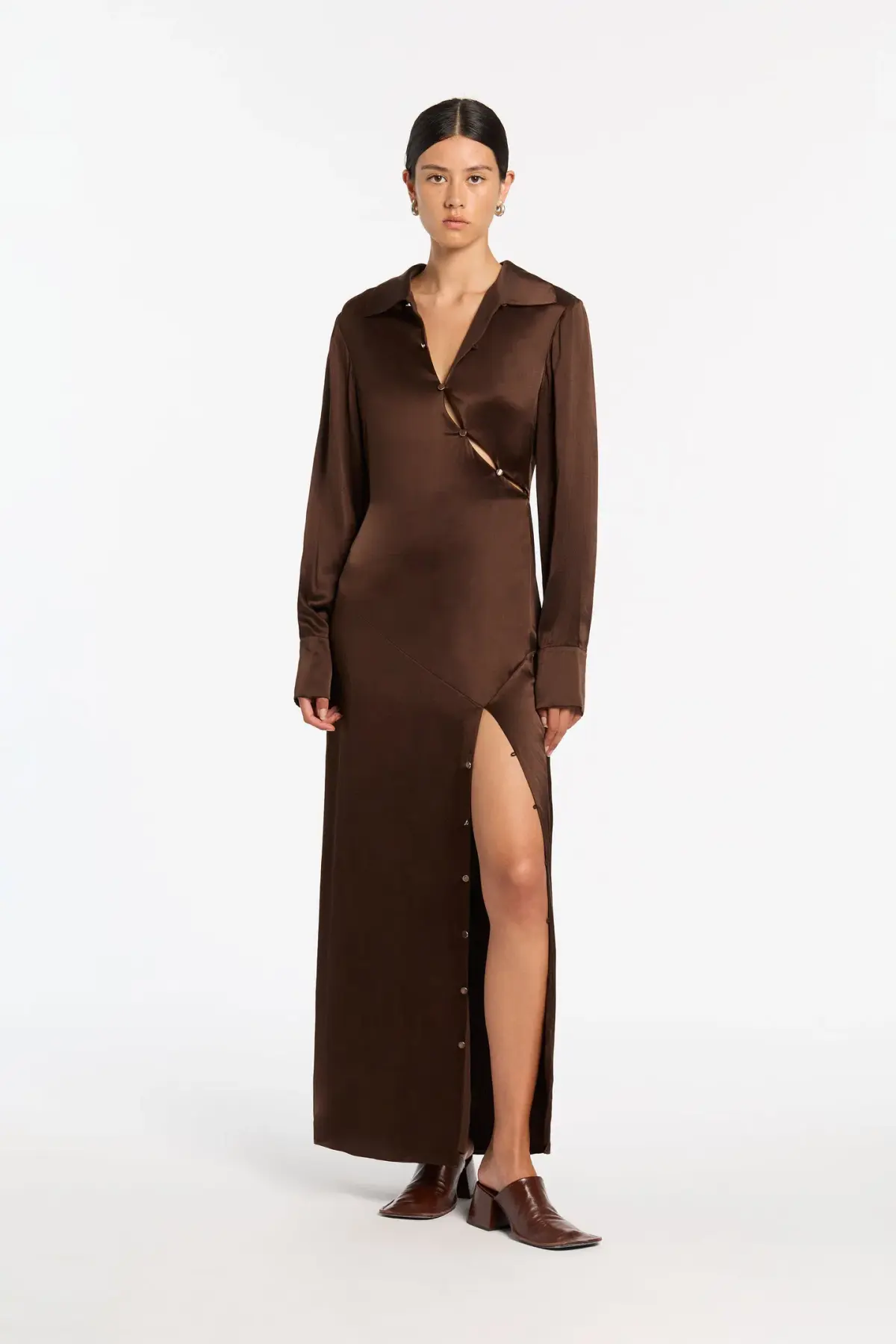 Sir The Label Selita Shirt Dress Chocolate Brown Size 1 / 8 AU - Image 1