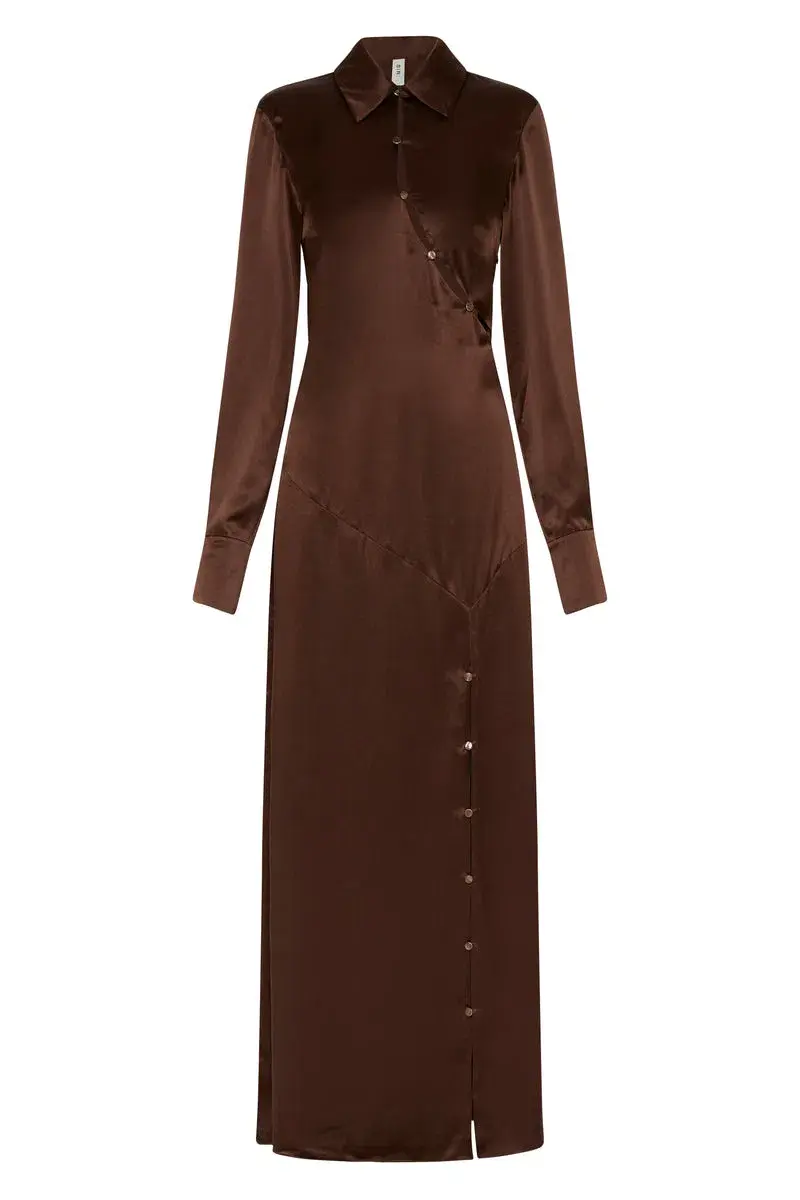 Sir The Label Selita Shirt Dress Chocolate Brown Size 1 / 8 AU - Image 4
