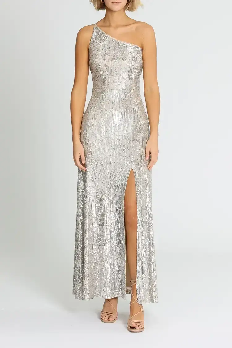 Montique Elle Sequin Mink Gown in Mink Size 10 - Image 1