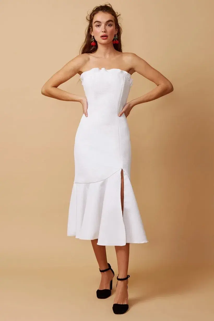 Finders Keepers Static Mid Length Dress White XS/ AU 6 - Image 1