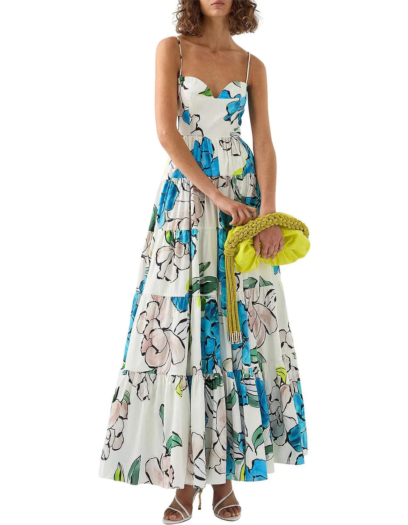 AJE BOTANICAL TIERED MAXI DRESS COOL CAMELIA BLUE FLORAL SIZE AU 8 - Image 1