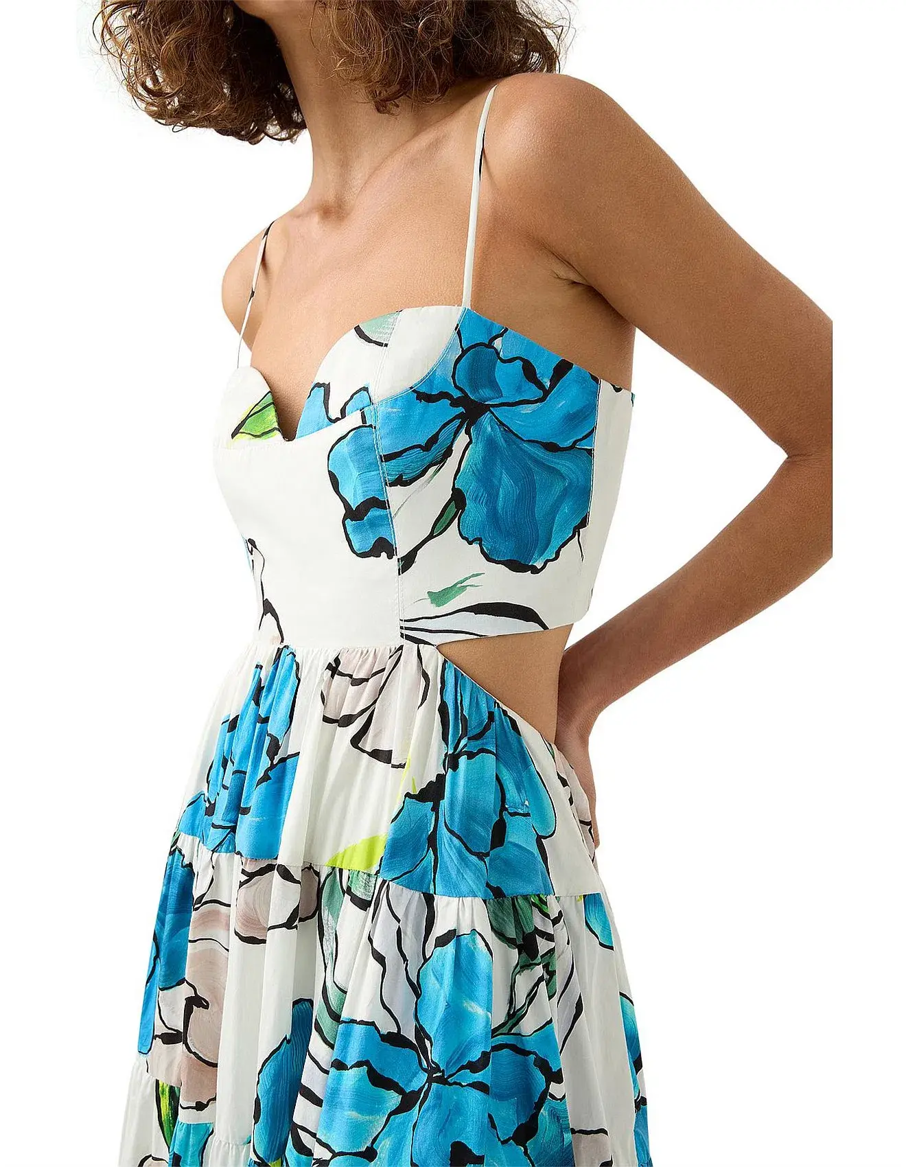 AJE BOTANICAL TIERED MAXI DRESS COOL CAMELIA BLUE FLORAL SIZE AU 8 - Image 3