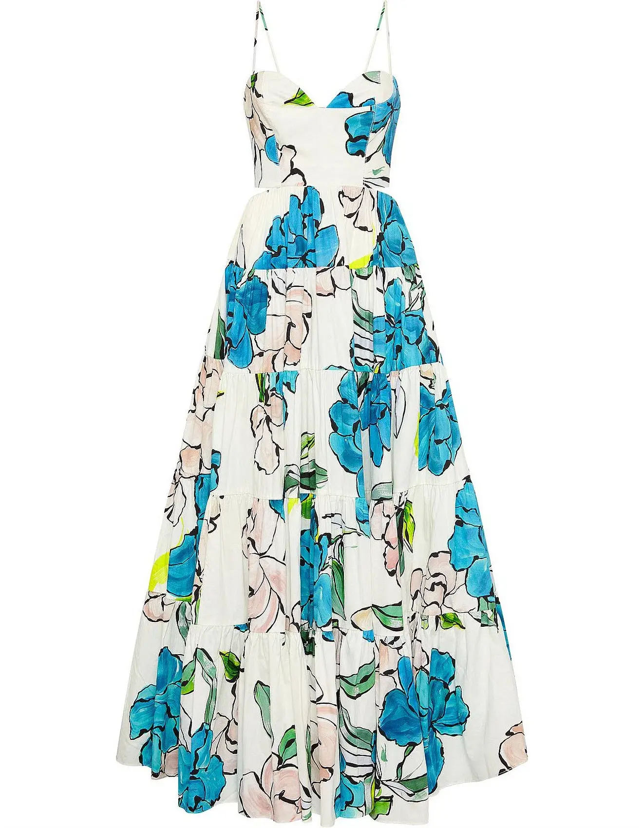 AJE BOTANICAL TIERED MAXI DRESS COOL CAMELIA BLUE FLORAL SIZE AU 8 - Image 6