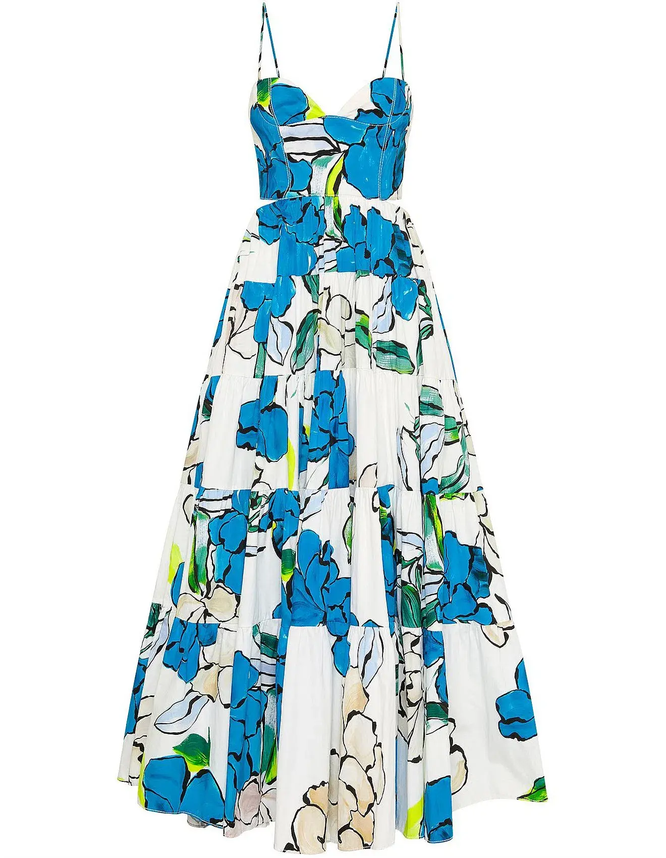 AJE BOTANICAL TIERED MAXI DRESS COOL CAMELIA BLUE FLORAL SIZE AU 8 - Image 5