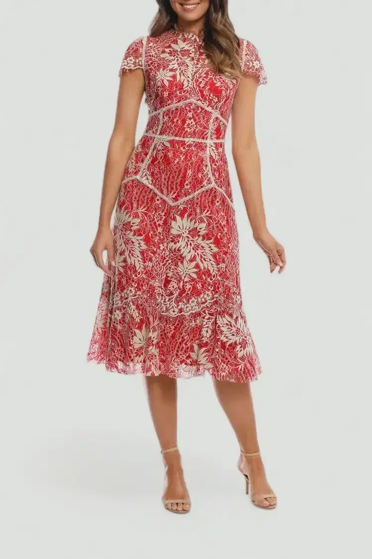 Moss and Spy Annika High Neck Dress Red Size 8 - Image 2