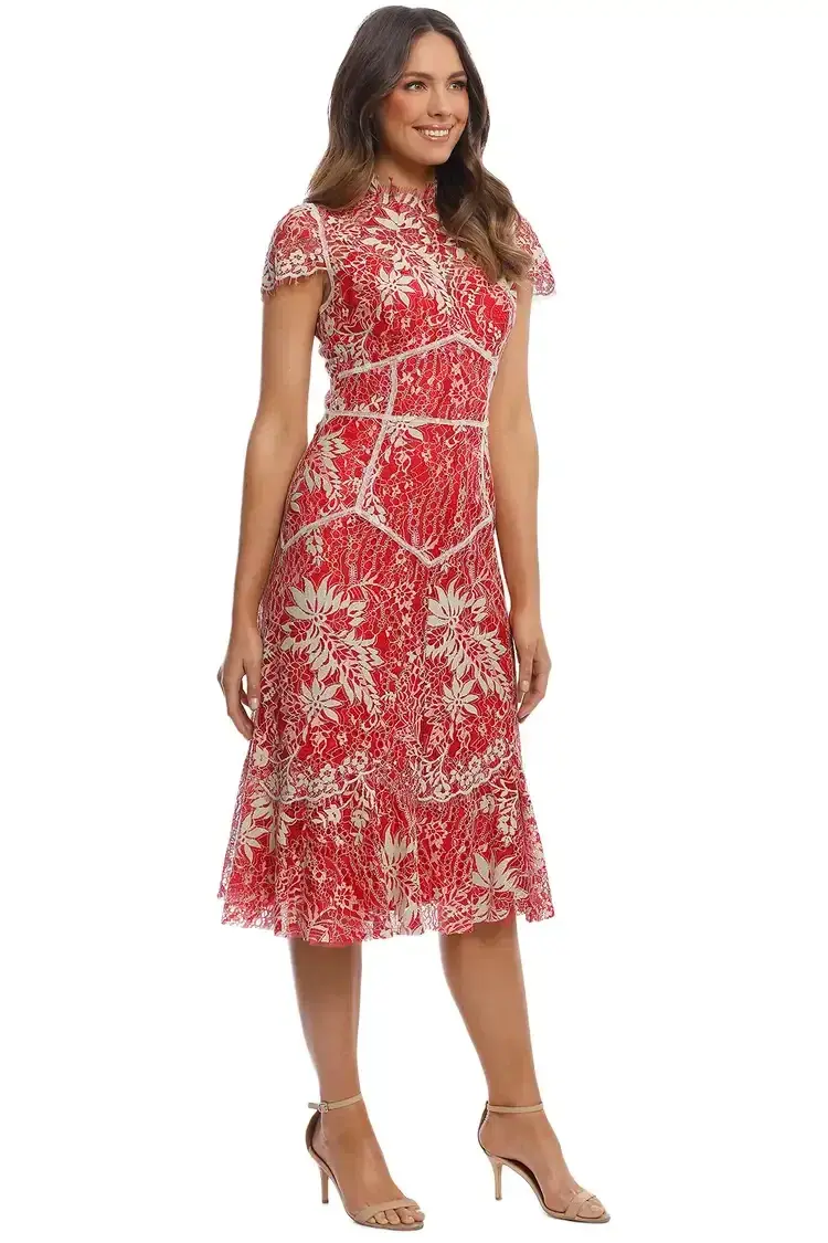 Moss and Spy Annika High Neck Dress Red Size 8 - Image 1
