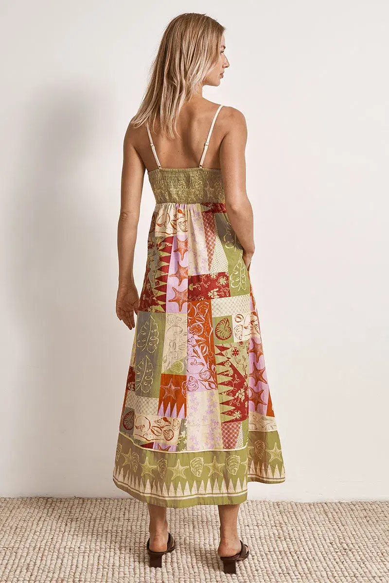 Mon Renn Covve Patchwork Midi Dress Multi Size 12 - Image 2
